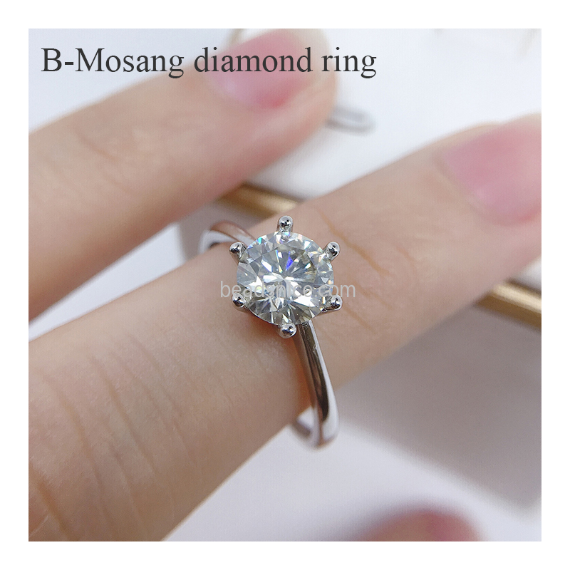 S925 silver classic six-claw Mosang diamond ring setting female models