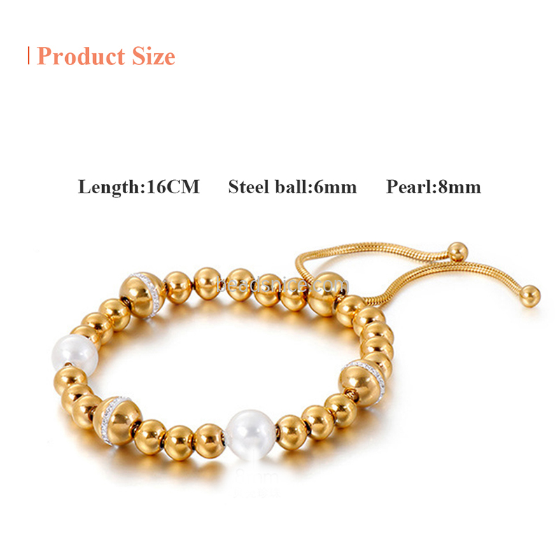 Fashionable simple stainless steel adjustable steel ball bracelet
