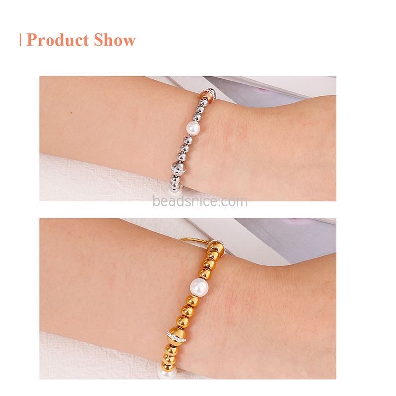 Fashionable simple stainless steel adjustable steel ball bracelet