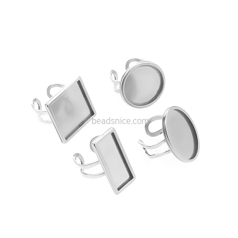 Stainless steel  ring round square rectangular DIY gem tray jewelry accessories