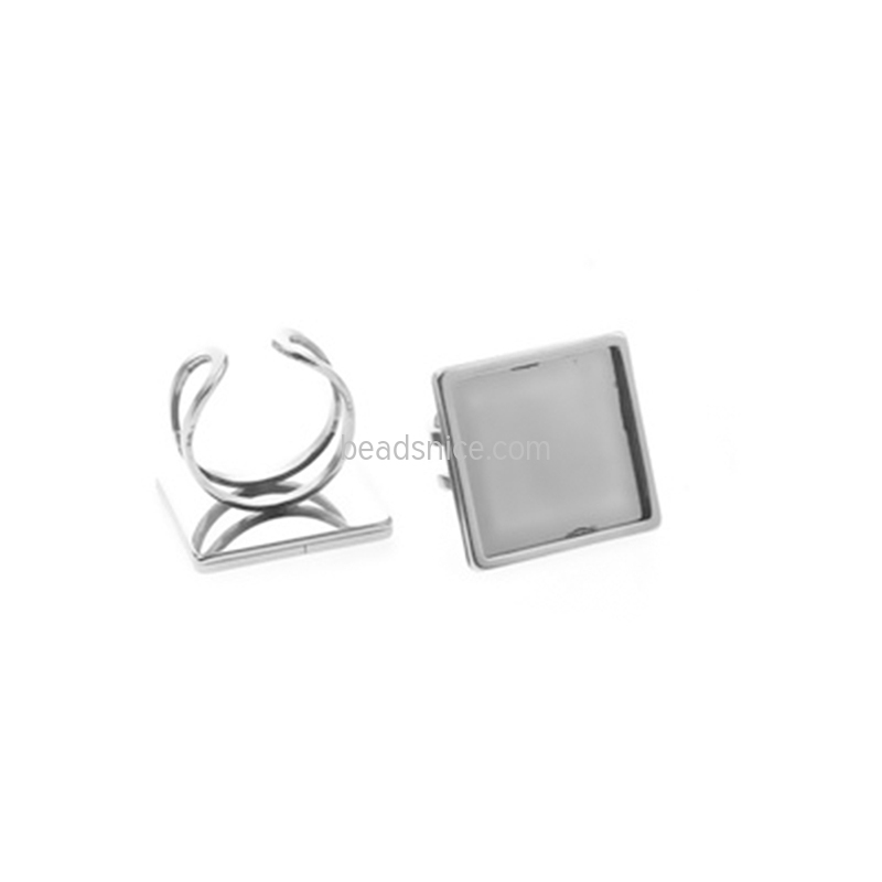 Stainless steel  ring round square rectangular DIY gem tray jewelry accessories