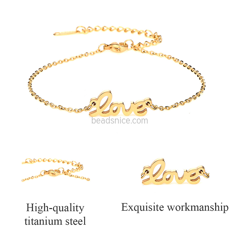 Hot sale creative love titanium steel adjustable ladies bracelet