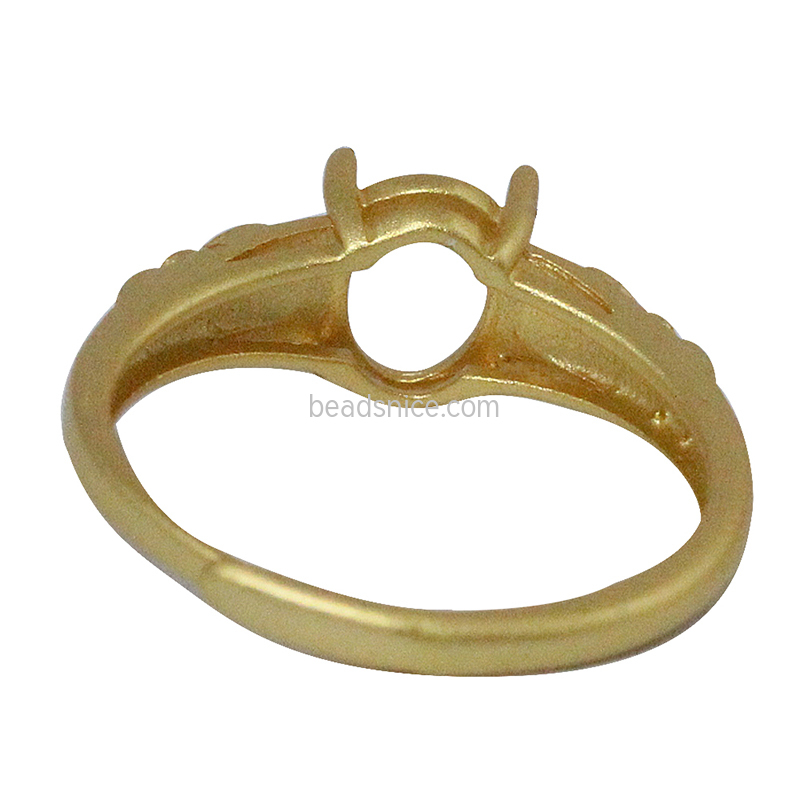 Sterling silver frosted gold 4 prong adjustable  ring setting