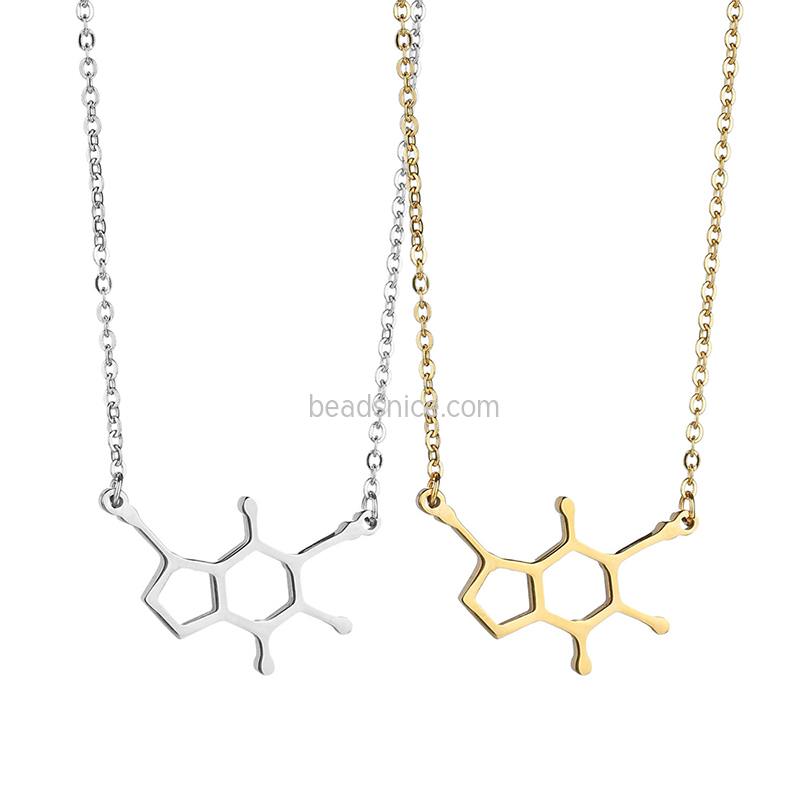 Popular Jewelry Stainless Steel Chemical Molecular Caffeine Pendant Necklace