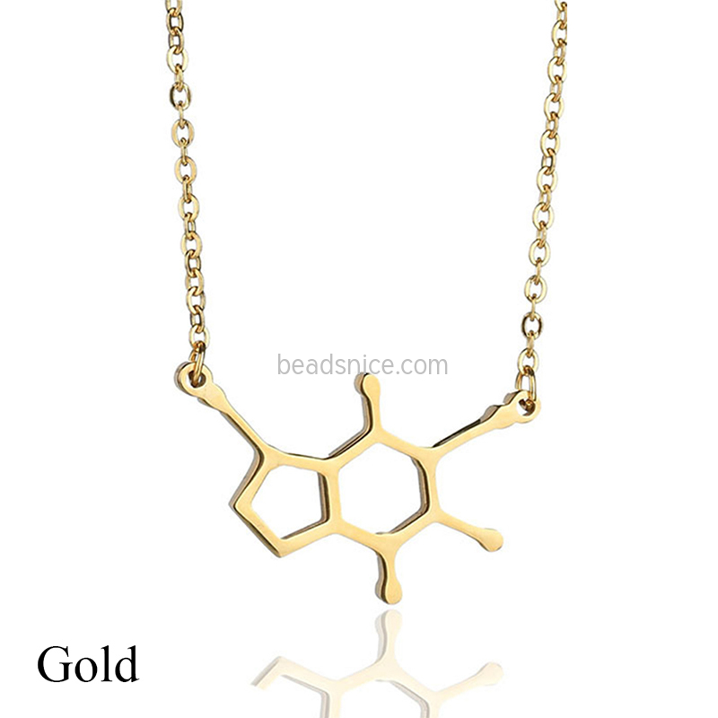 Popular Jewelry Stainless Steel Chemical Molecular Caffeine Pendant Necklace