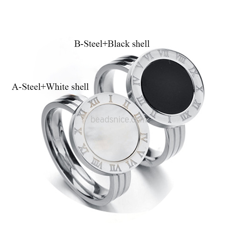 Classic jewelry stainless steel Roman numeral shell ring