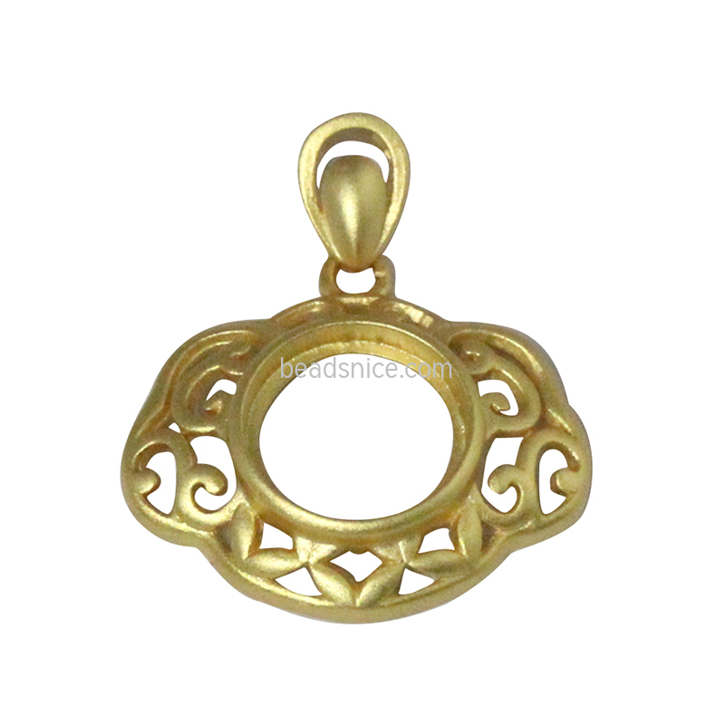Sterling silver frosted gold big pendant setting