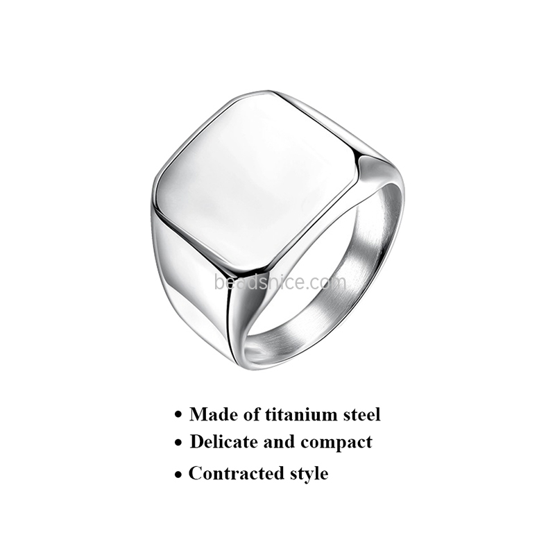 Fashion trend glossy square titanium steel ring