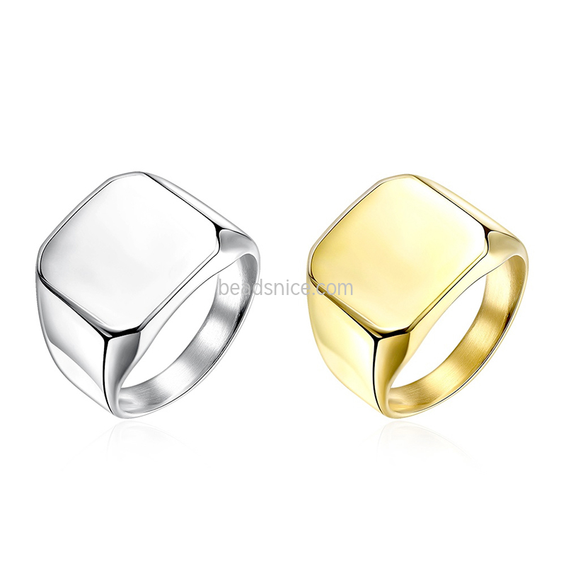 Fashion trend glossy square titanium steel ring