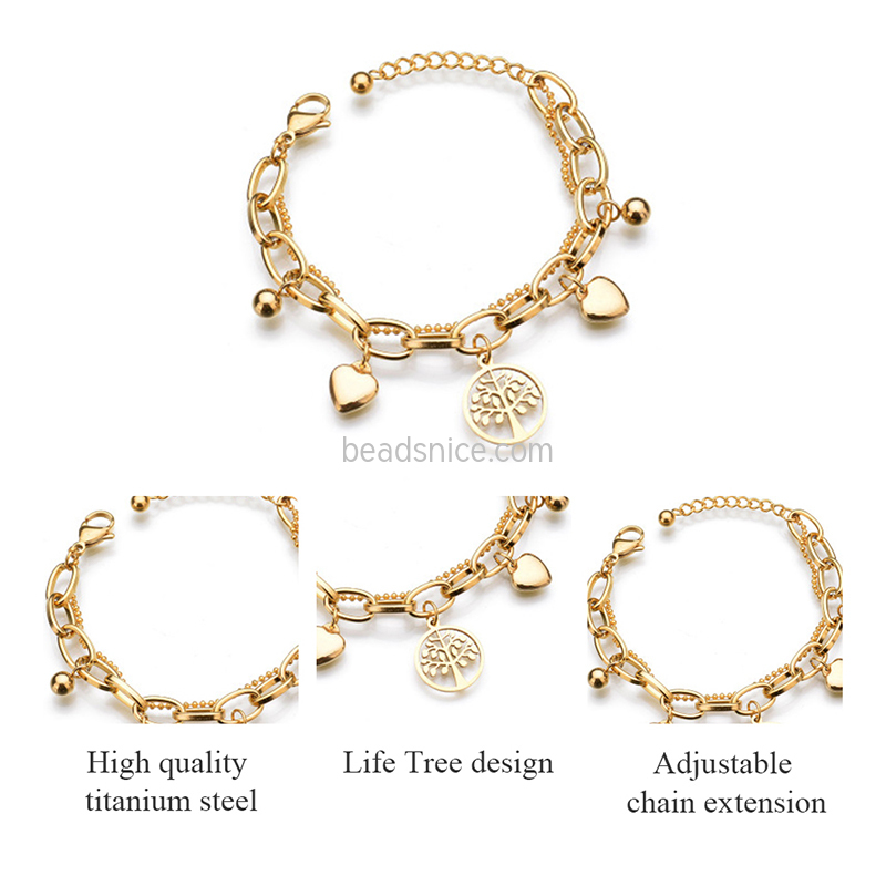 European and American titanium steel life tree multi-layer ladies bracelet