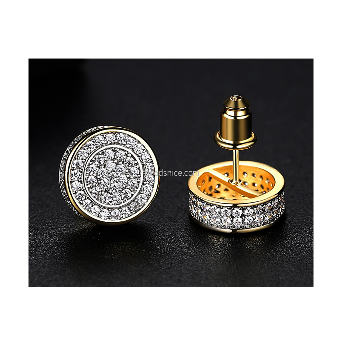 New European and American cylindrical men's zircon copper stud earrings