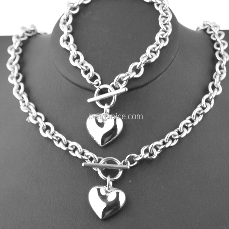 316L stainless steel heart-shaped ladies necklace and bracelet set
