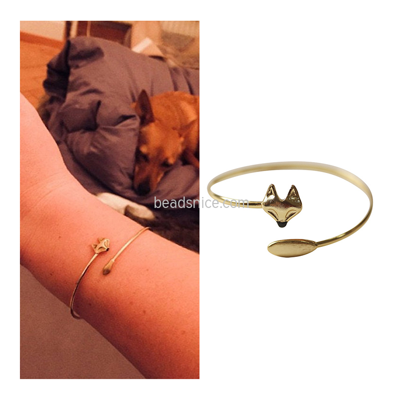 European and American retro fox head adjustable copper bracelet