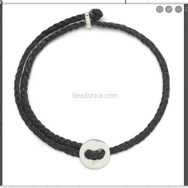 Stainless steel round piece genuine leather rope bracelet