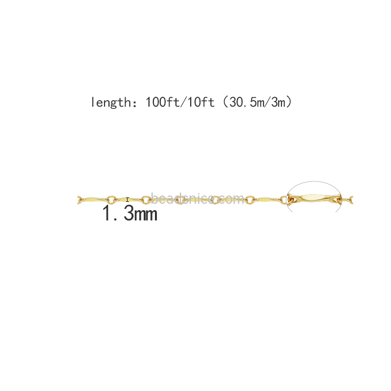 Gold Filled Dapped Bar Chain 10/100ft Spool(1.3mm)