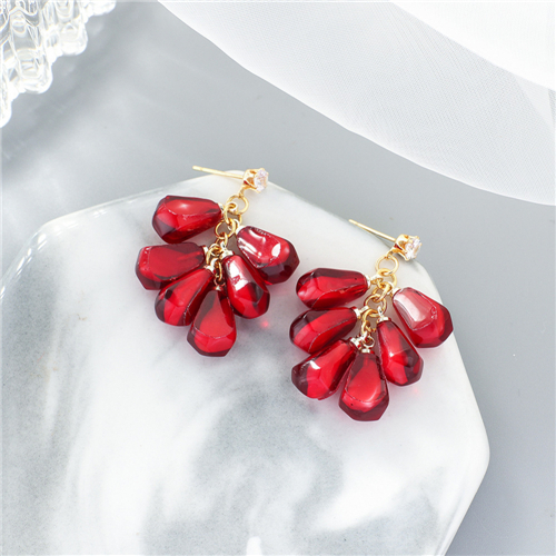 925 Sliver Needle Vintage Fruit Earrings Pomegranate Earrings Pomegranate Seed Beads Earrings for Women