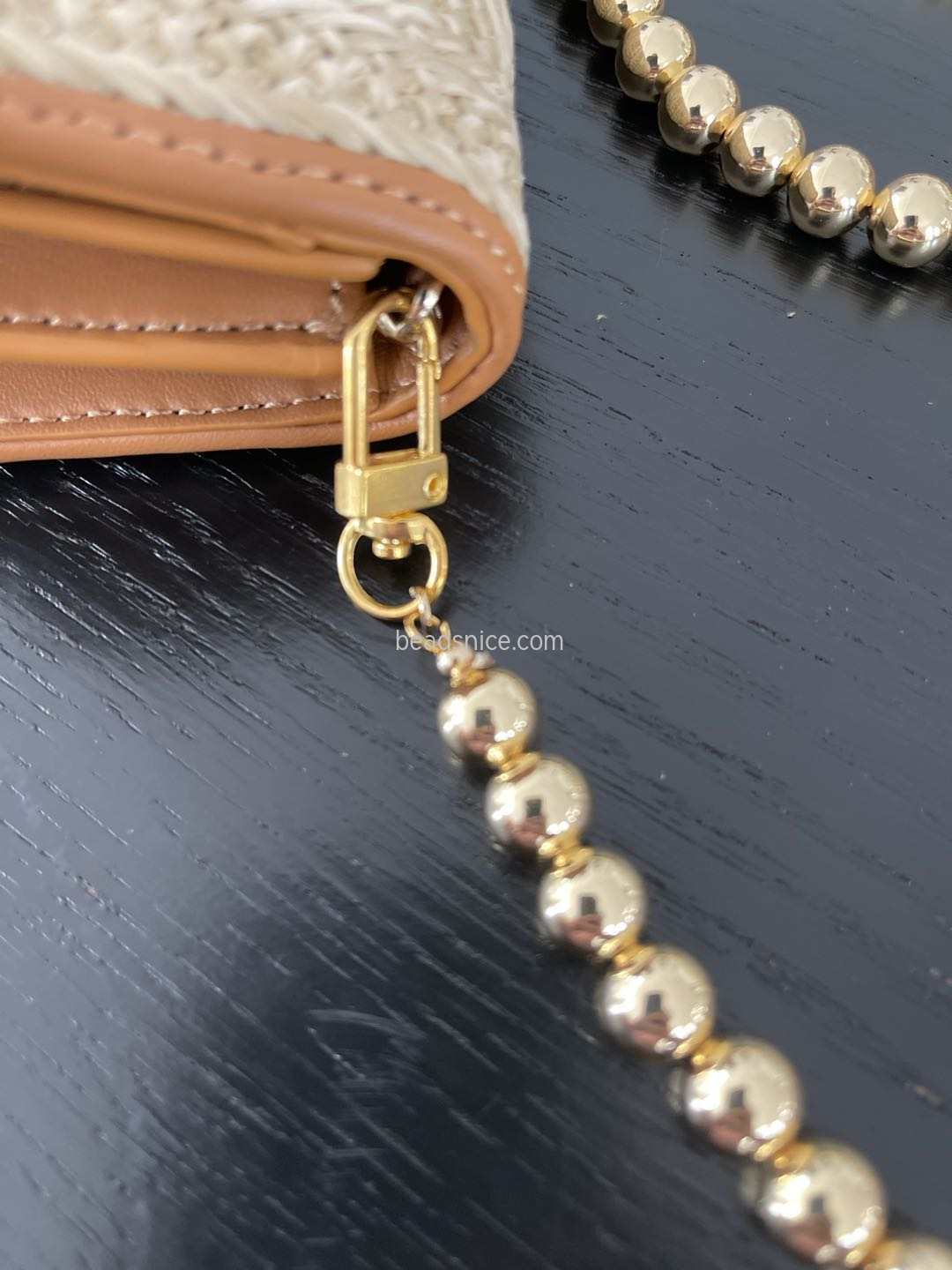 Gold plated beads chain for bag brass