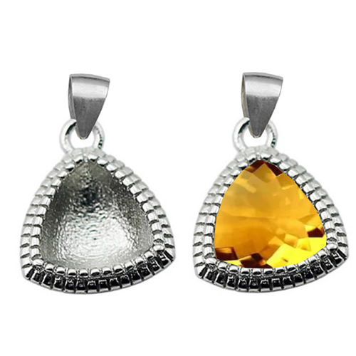 Pendants base sterling silver triangle jewelry accessories wholesale fit 10x10mm Austria crystal 4706
