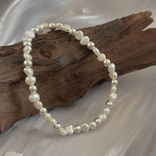 925 Sterling Silver Pearls  Beads Bracelet