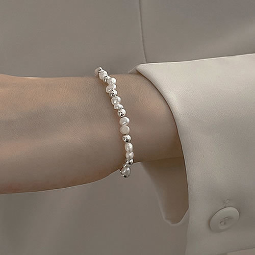 925 Sterling Silver Pearls  Beads Bracelet