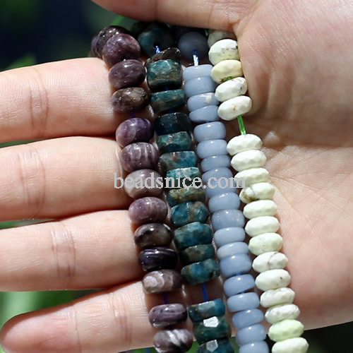 Natural Variscite Blue Angelite\Anhydrite  Charoite  and Blue-apatite beads