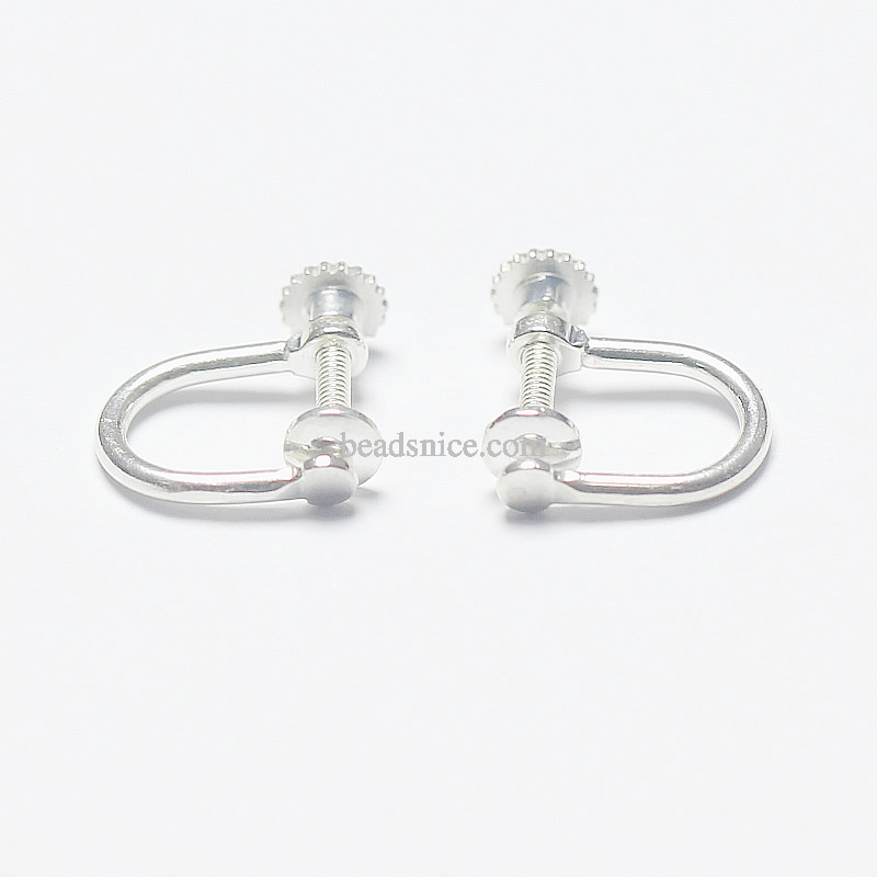 925 Sterling Silver Ear Clips, Smooth round wire threaded earrings clip