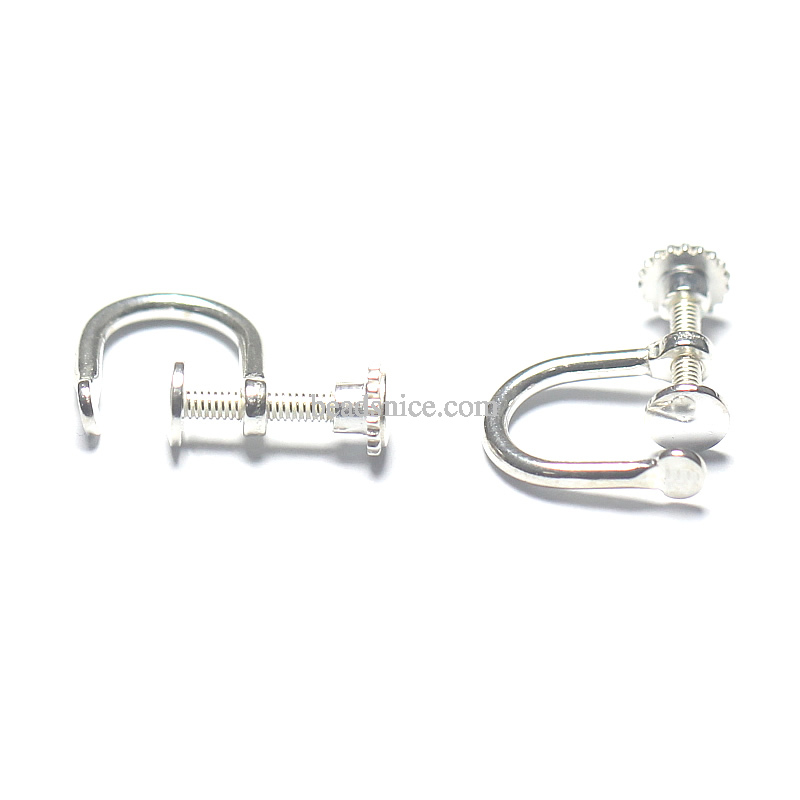 925 Sterling Silver Ear Clips, Smooth round wire threaded earrings clip