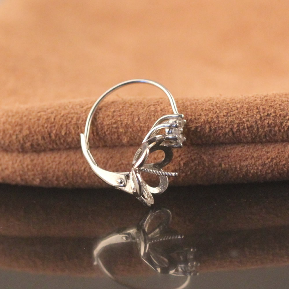 Silver Wire Earring Setting for Half-Dri Silver Wire Earring Setting for Half-Dri