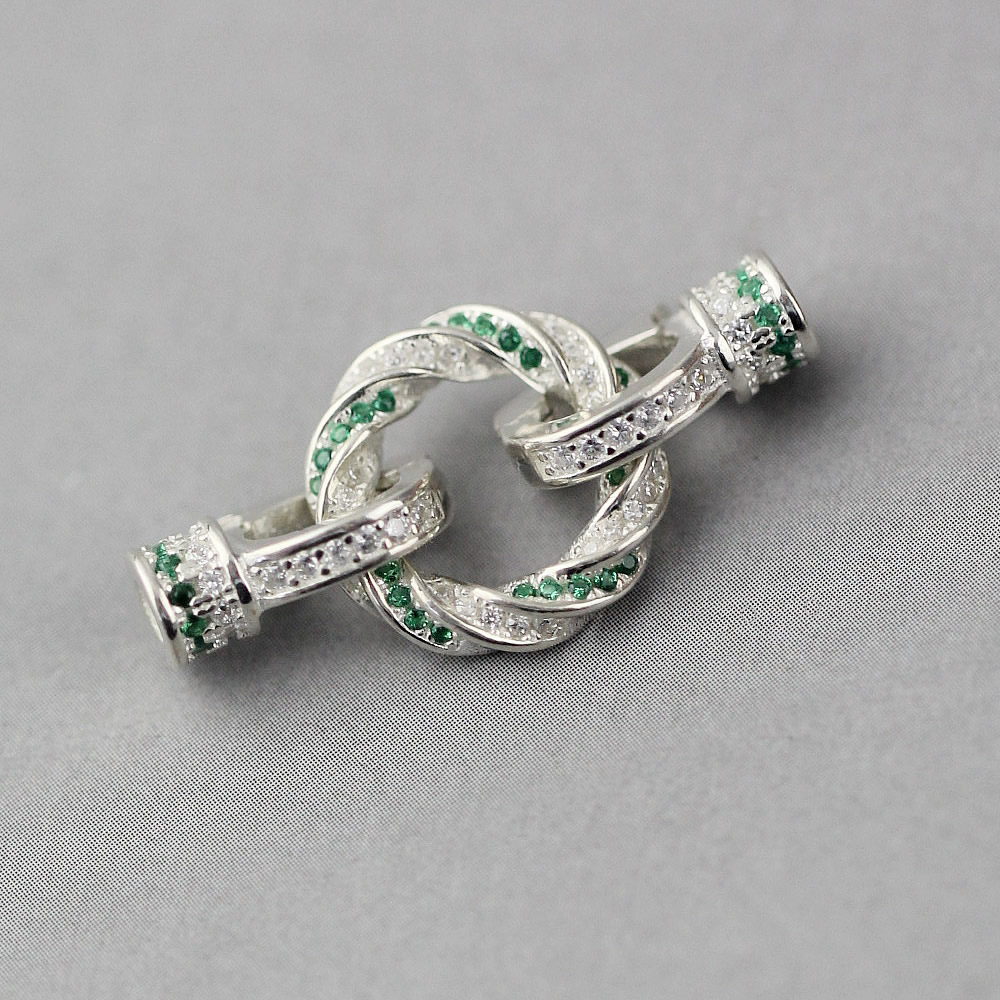 Sterling Silver Interlocking Loop Toggle Clasp Lab Verified Inlaid Stone Fastener Sterling Silver Interlocking Loop Toggle Clasp Lab Verified Inlaid Stone Fastener