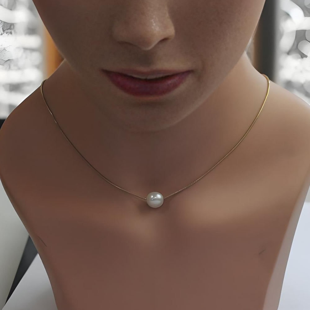 Stainless Steel Smooth Snake Chain Floating White Pearl Pendant Necklace Handmade Craft Gifts Womens Daily Jewelry Findings Stainless Steel Smooth Snake Chain Floating White Pearl Pendant Necklace Handmade Craft Gifts Womens Daily Jewelry Findings