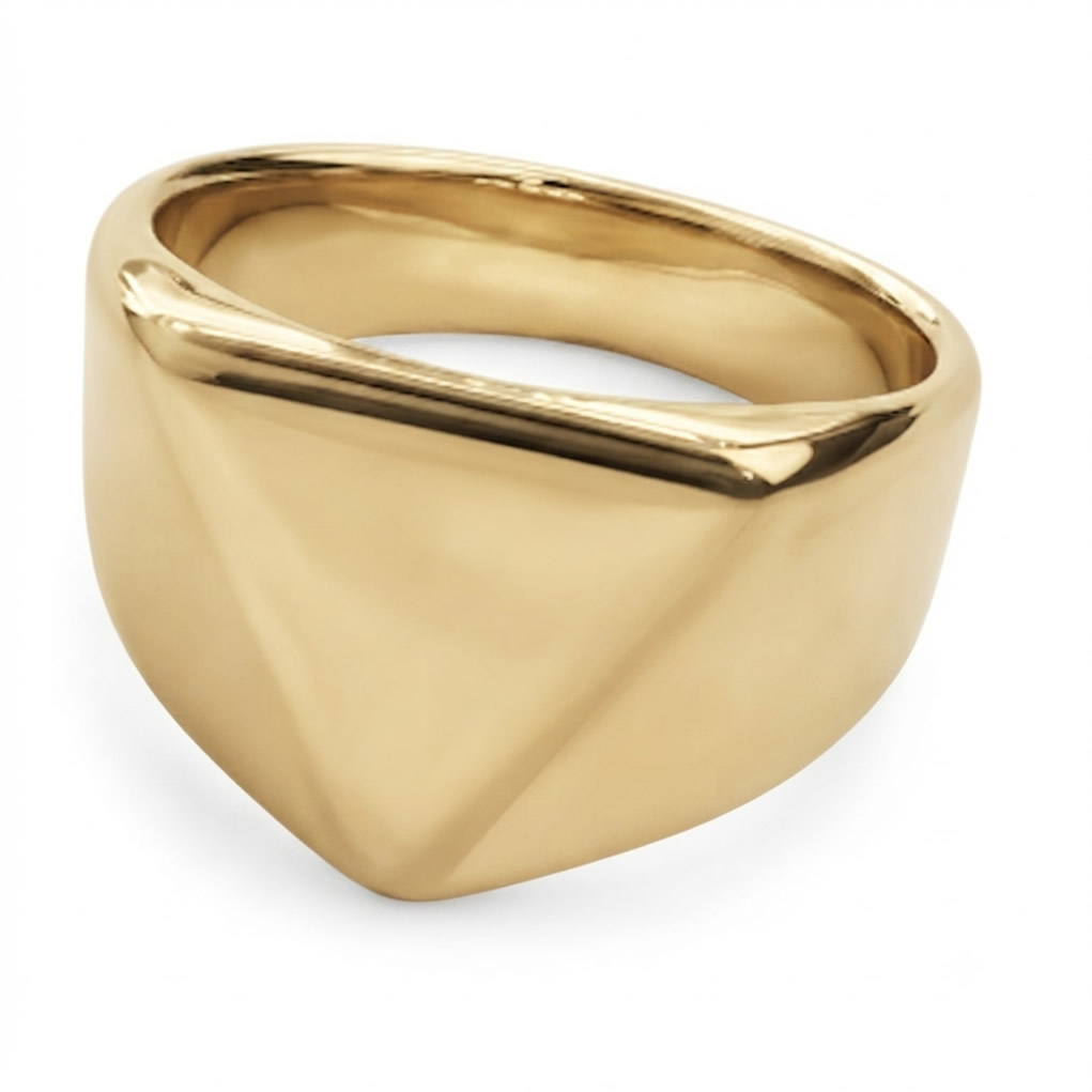18K Gold Plated Stainless Steel Signet Band Waterproof Gold Ring for Everyday Wear 18K Gold Plated Stainless Steel Signet Band Waterproof Gold Ring for Everyday Wear