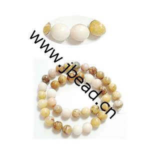 Gemstone beads, yellow opal, round, 12mm, 16-inch