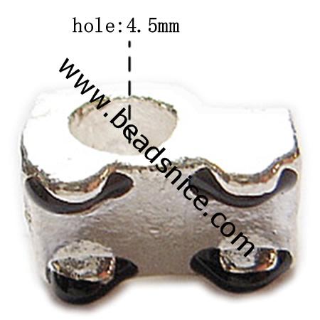 Enamel charm European beads style, alloy, no , Pb-free & Ni-free & Cd-free & Zn-free, 12.5x8mm, The hole approx 4.5mm , 