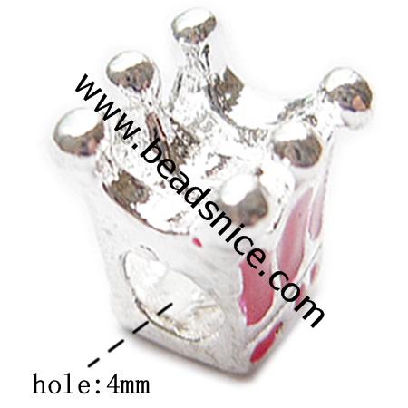 Enamel charm European beads style, alloy, no , Pb-free & Ni-free & Cd-free & Zn-free, 10.5x9mm, The hole approx 4mm , 