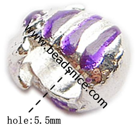 Enamel charm European beads style, alloy, no , Pb-free & Ni-free & Cd-free & Zn-free, 11.5x11mm, The hole approx 5.5mm , 