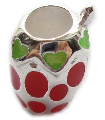 Enamel charm European beads style, 925 sterling silver, non twist the screw in the hole, 14x9mm,The hole approx 5mm