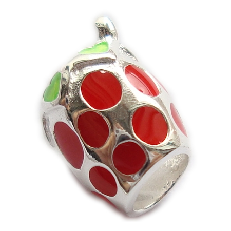 Enamel charm European beads style, 925 sterling silver, non twist the screw in the hole, 14x9mm,The hole approx 5mm