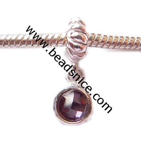 925 Sterling Silver Pendant Eurppean style,With Zircon(C.Z),No  ,9x22mm,The hole approx 4.5mm,