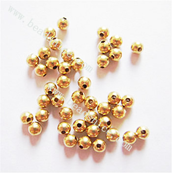Jewelry smooth surface spacer beads, brass, round,nickel  free, lead free, 2.5mm, hole:1.4mm,