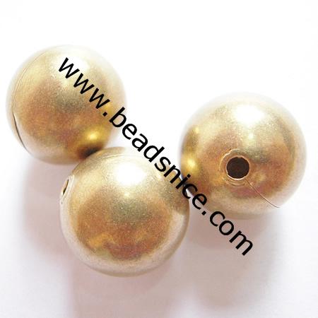 Jewelry smooth surface spacer beads, brass, round,nickel  free, lead free, 18mm, hole:2.5mm,