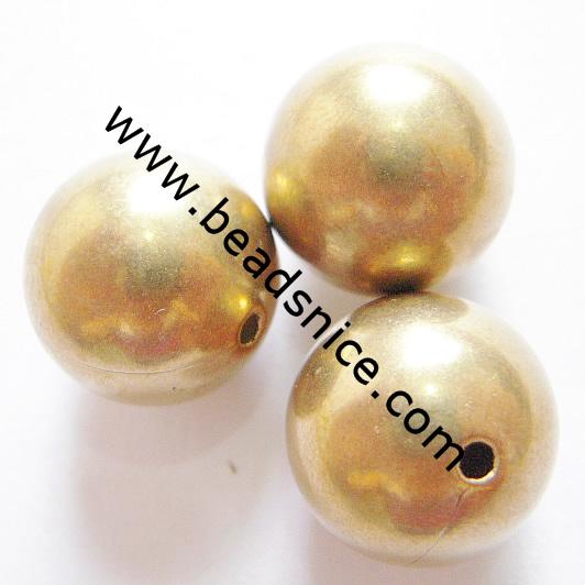 Jewelry smooth surface spacer beads, brass, round,nickel  free, lead free, 20mm, hole:2.5mm,