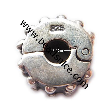 Sterling Silver European Clic/Stopper,6x10mm,Hole:3.2mm,