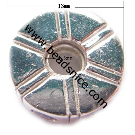 925 Sterling Silver European Style Beads ，With Zircon(C.Z), ,5x13mm,Hole:4.2mm,