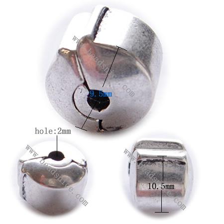European clasp, brass, nickel free, lead free，10.5x9.5mm, hole:approx 2mm, 