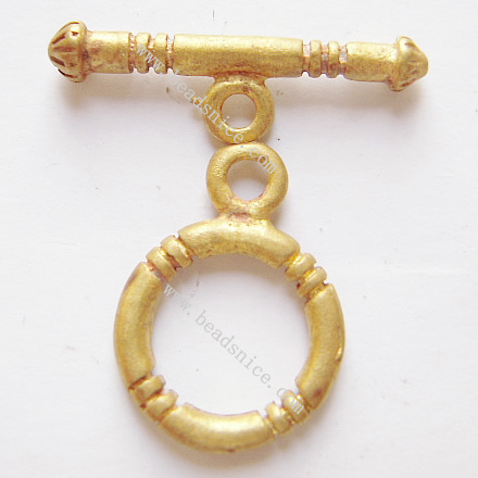 Toggle clasp, brass,nickel free, lead free,3x19mm & 11x11mm,hole: approx 2.5mm