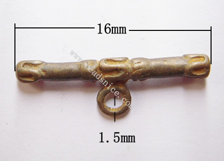 Toggle clasp, brass,nickel free, lead free,4x16mm & 12x12mm,hole: approx 2mm