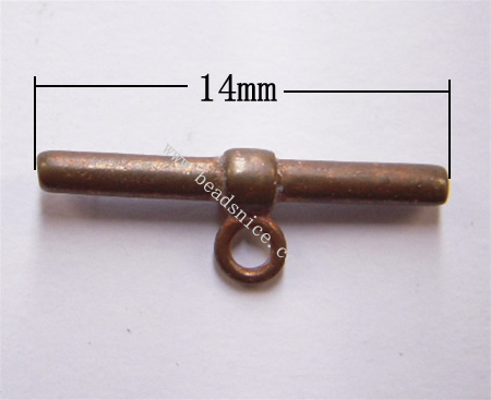 Toggle clasp, brass,nickel free, lead free,2.5x14mm & 3x21mm,hole: approx 2mm