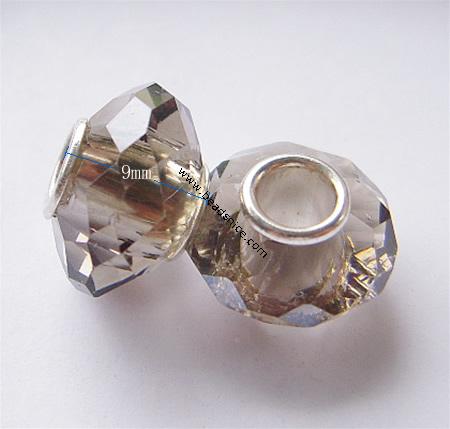 Crystal European Beads, with silver core, Rondelle, 13.5x9mm, Hole:Approx 4.5MM