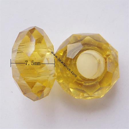 Crystal European Beads, Faceted,Flat Rondelle, 13x7.5mm, Hole:Approx 5MM