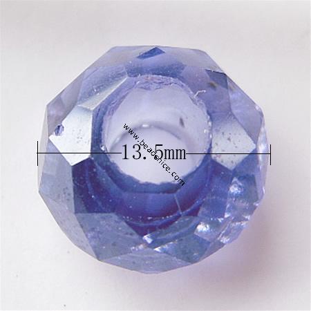 Crystal European Beads, Faceted,Flat Rondelle, 13.5x8mm, Hole:Approx 5MM